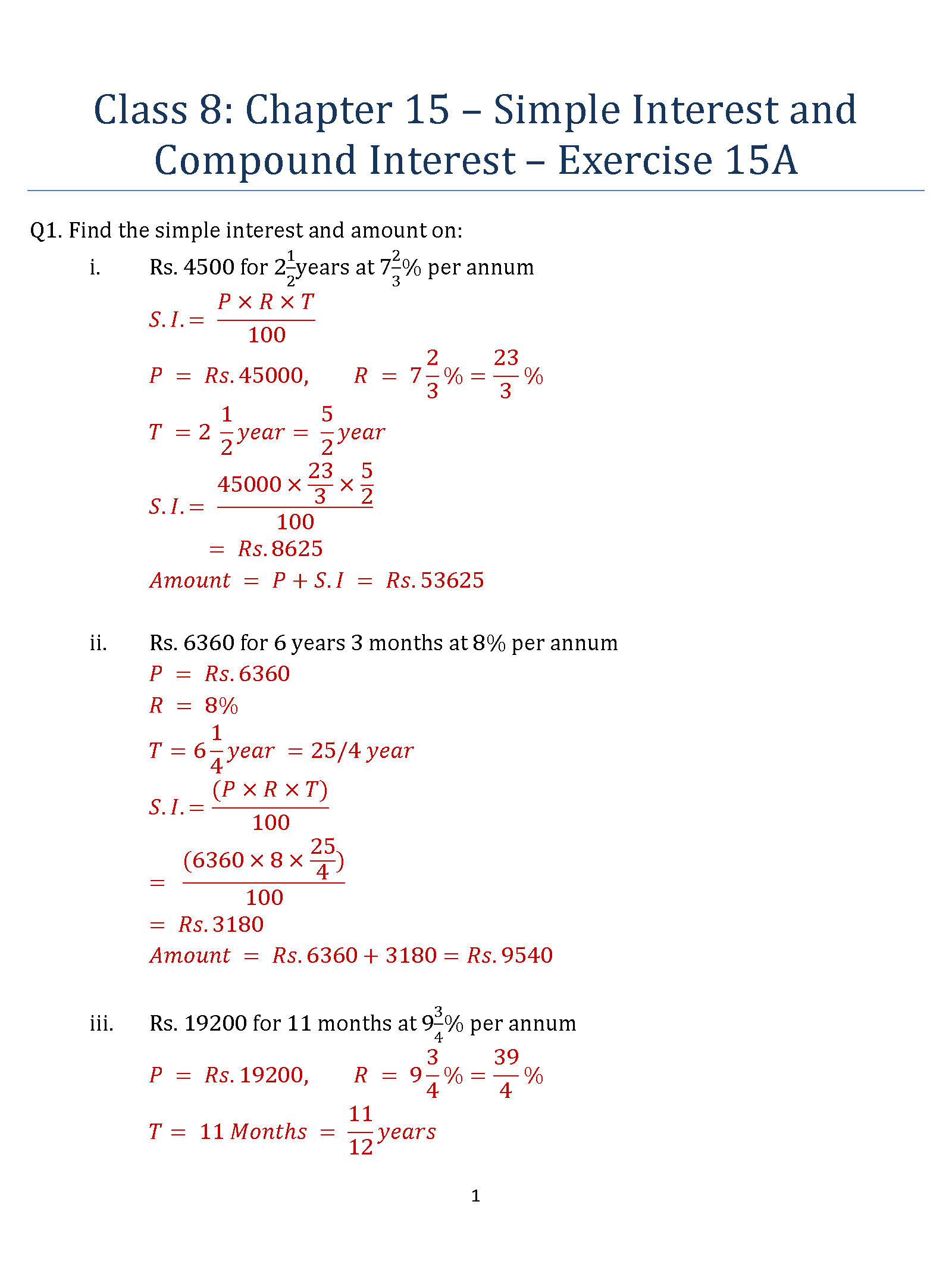 simple interest with months - Zimer With Regard To Simple And Compound Interest Worksheet